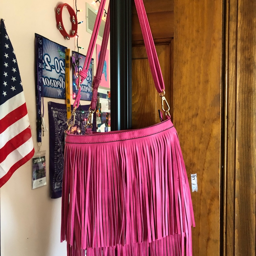 pink purse fringed